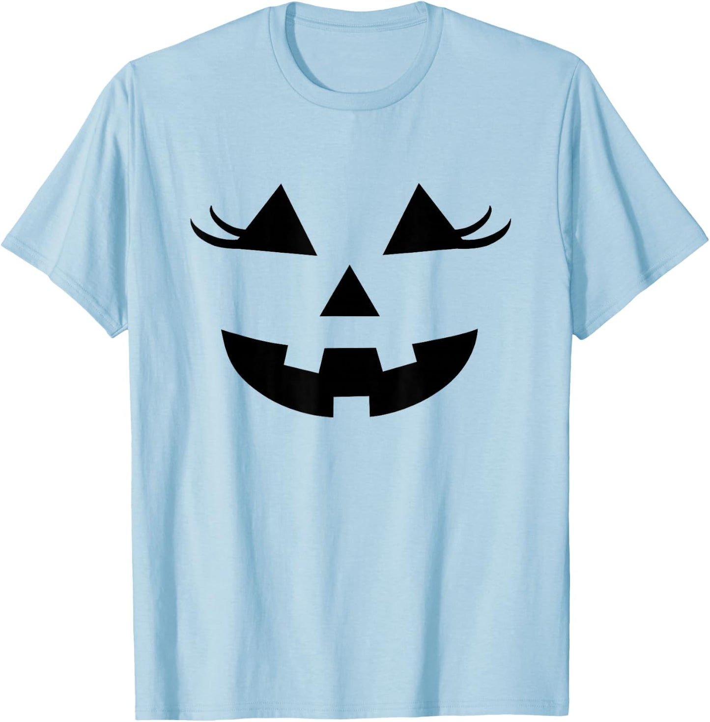 Pumpkin Lashes for Pink Halloween Vibe Jack O Lantern Face T-Shirt - T-Shirt | Light Blue