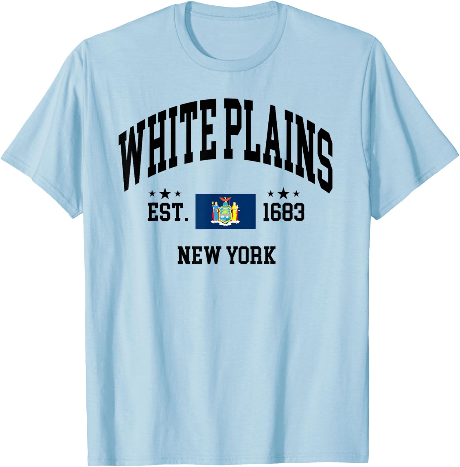Retro White Plains New York NY Vintage State Patriotic Flag T-Shirt - T-Shirt | Light Blue