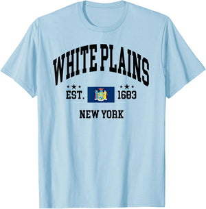 Retro White Plains New York NY Vintage State Patriotic Flag T-Shirt - T-Shirt | Light Blue