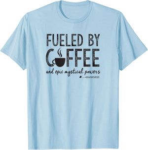"Dowser Series": "Fueled by Coffee" black-printing T-Shirt - T-Shirt | Light Blue