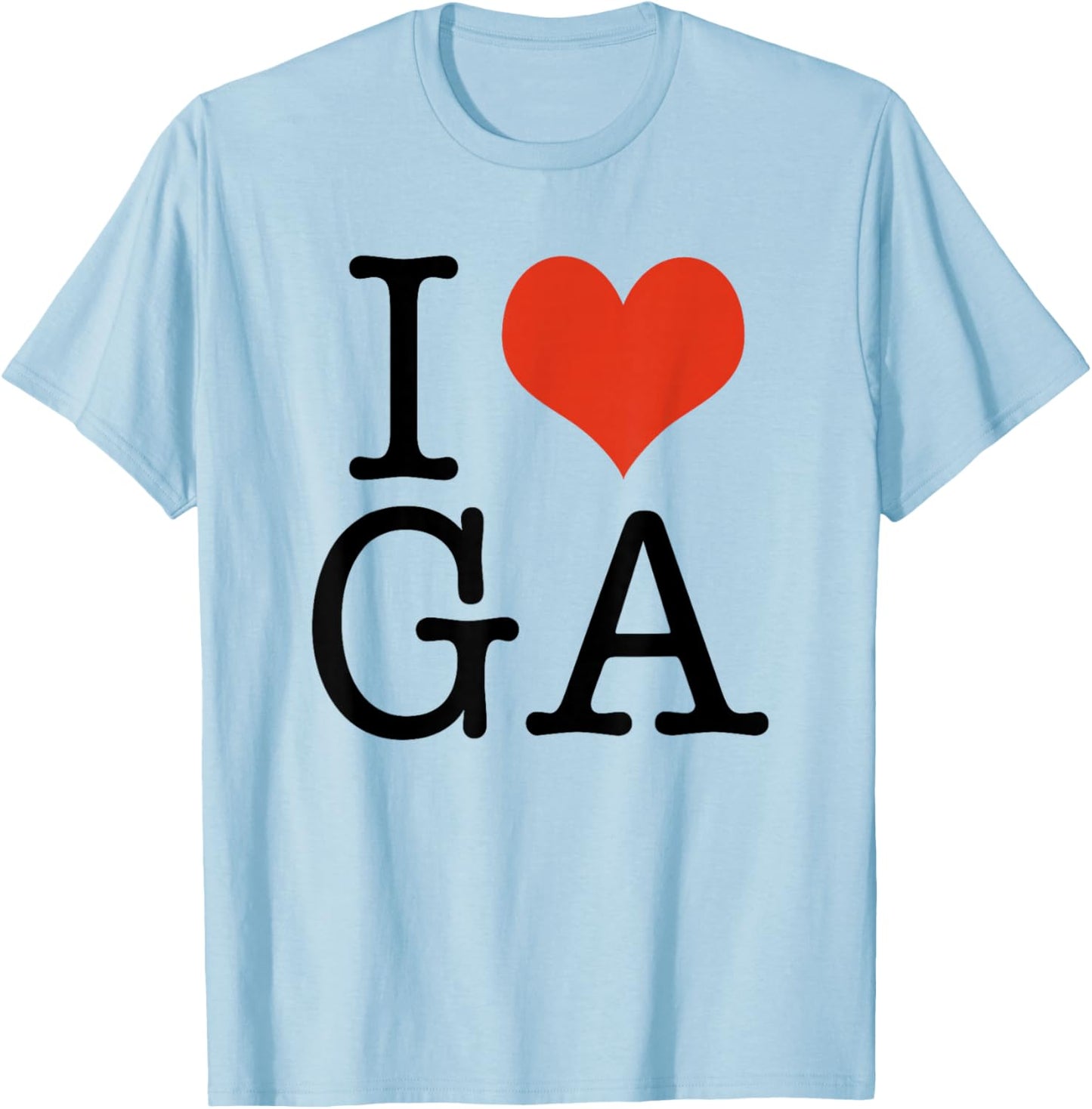 I Love GA Georgia USA American T-Shirt - T-Shirt | Light Blue