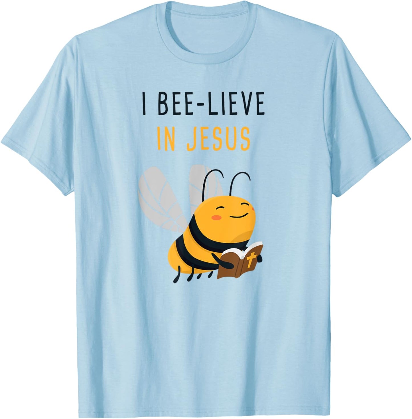 Gospel Kids Christian Faith Cute Bee: I Bee-lieve in Jesus T-Shirt - T-Shirt | Light Blue