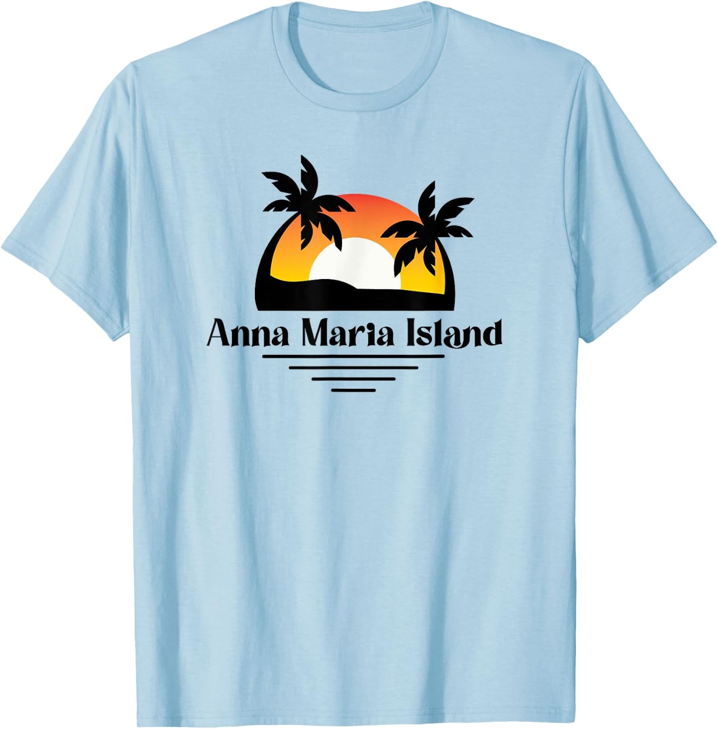 Anna Maria Island Beach Florida Vacation Palm Tree Sunset T-Shirt - T-Shirt | Light Blue