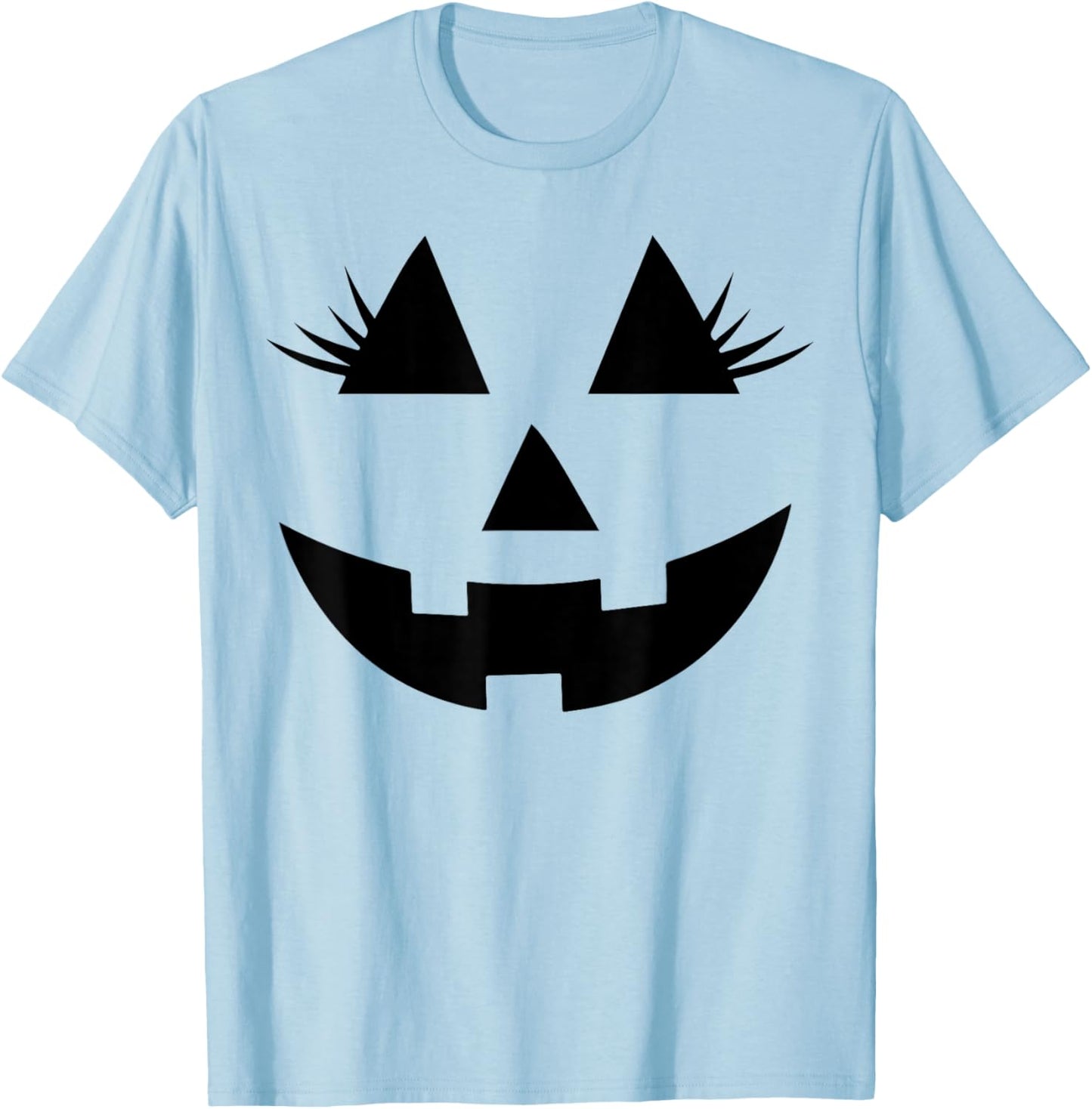 Funny Jack o Lantern pumpkin face eyelashes for Halloween T-Shirt - T-Shirt | Light Blue