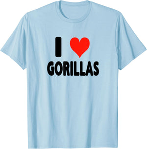 I Love Gorillas - Heart Mountain Gorilla Zoo Animal Ape T-Shirt - T-Shirt | Light Blue