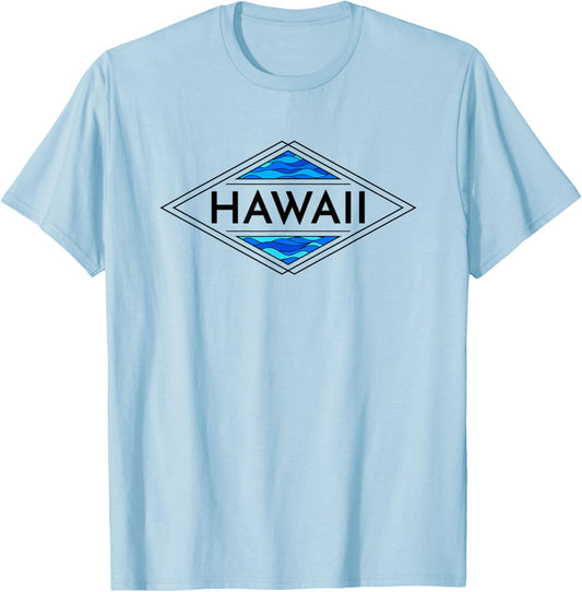 Vintage Hawaii Colorful Retro Beach Wave Men Souvenir T-Shirt - T-Shirt | Light Blue