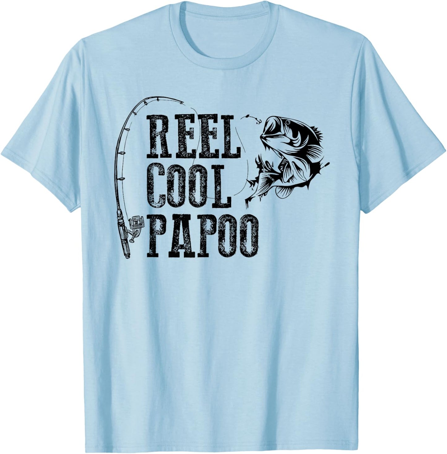 Papoo Fishing: Reel Cool Papoo Funny Gift T-Shirt - T-Shirt | Light Blue