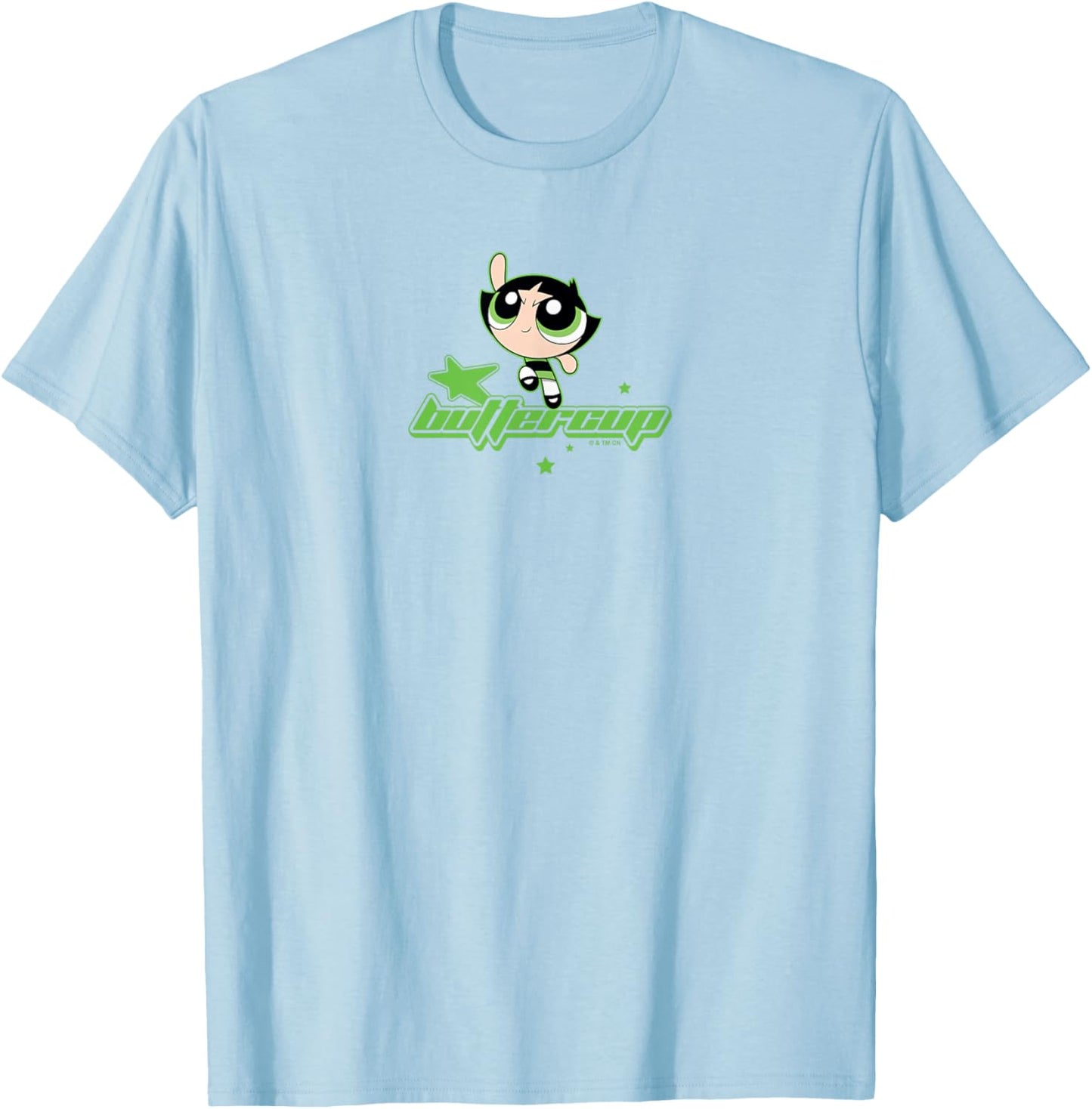 The Powerpuff Girls Buttercup Retro Stars Logo T-Shirt - T-Shirt | Light Blue