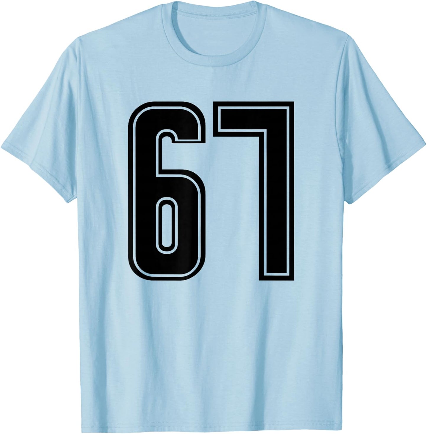 Black Sports Team Number 67 T-Shirt - T-Shirt | Light Blue