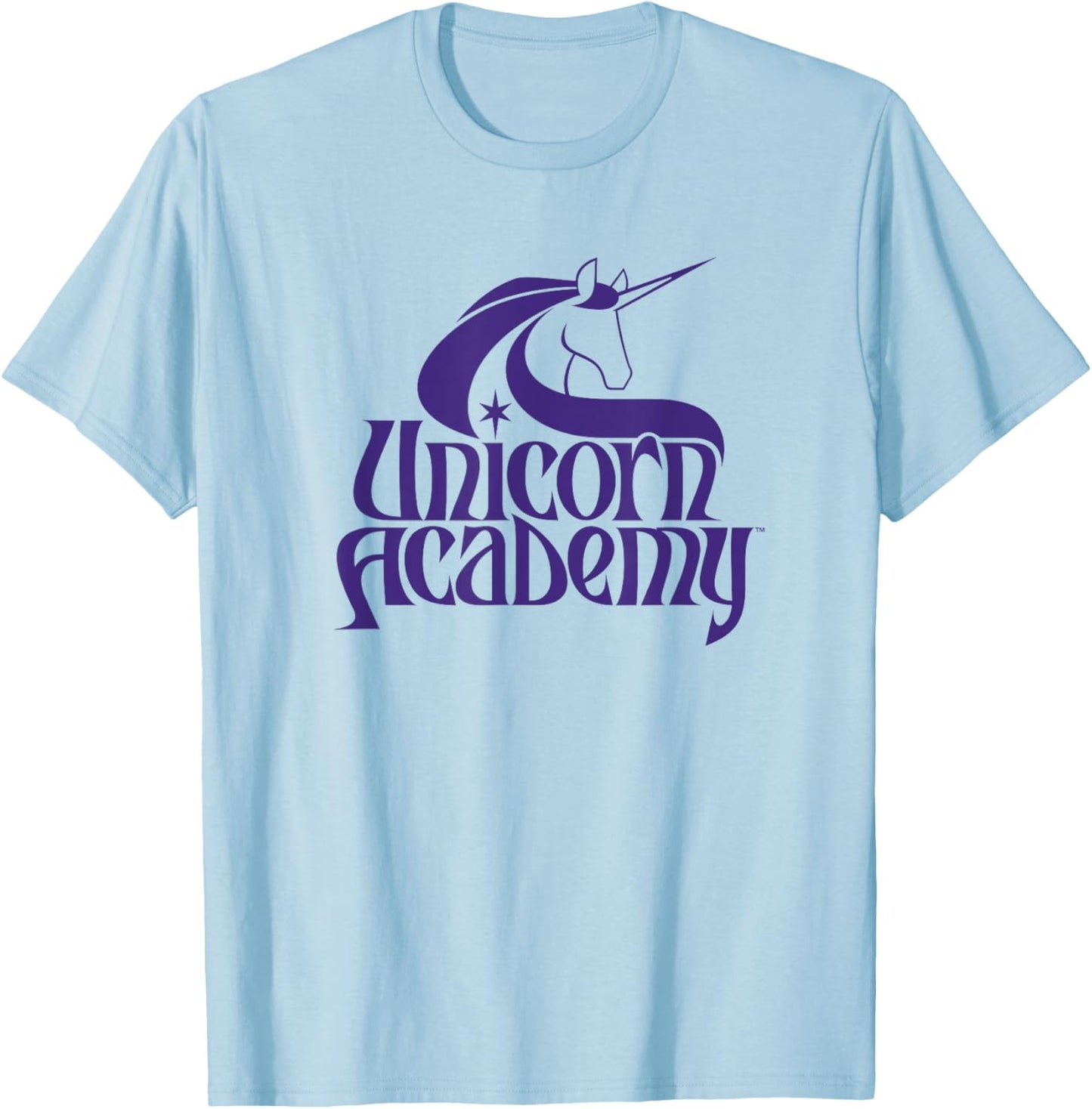 Unicorn Academy Silhouettes Graphic Front and Back Print T-Shirt - T-Shirt | Light Blue