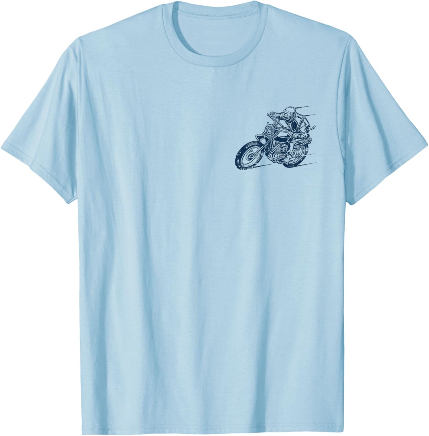 Retro Vintage Style Motorcycle Racing Distressed Design T-Shirt - T-Shirt | Light Blue
