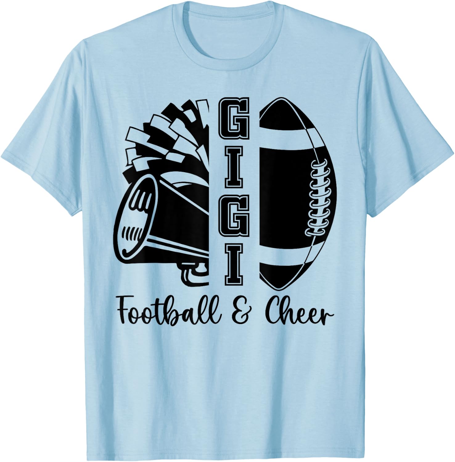 Football Cheer Gigi Grandma High School Cheerleader Pom Pom T-Shirt - T-Shirt | Light Blue