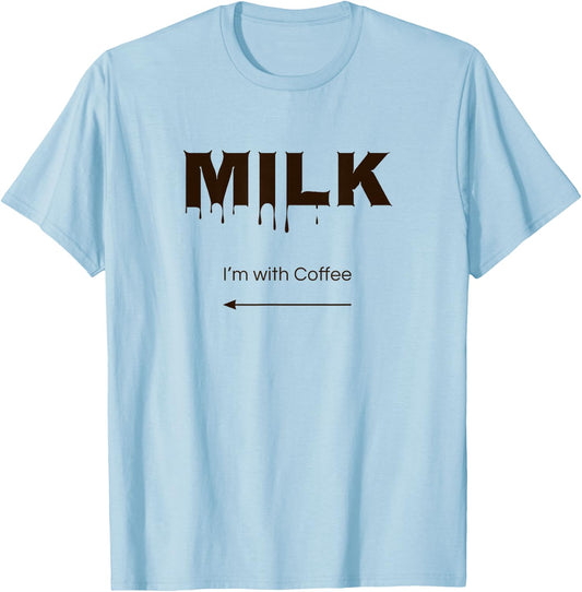 Coffee and Milk Couple Matching Halloween Funny Costume T-Shirt - T-Shirt | Light Blue