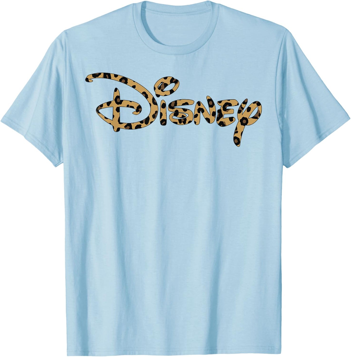 Disney Logo Leopard Fill T-Shirt - T-Shirt | Light Blue