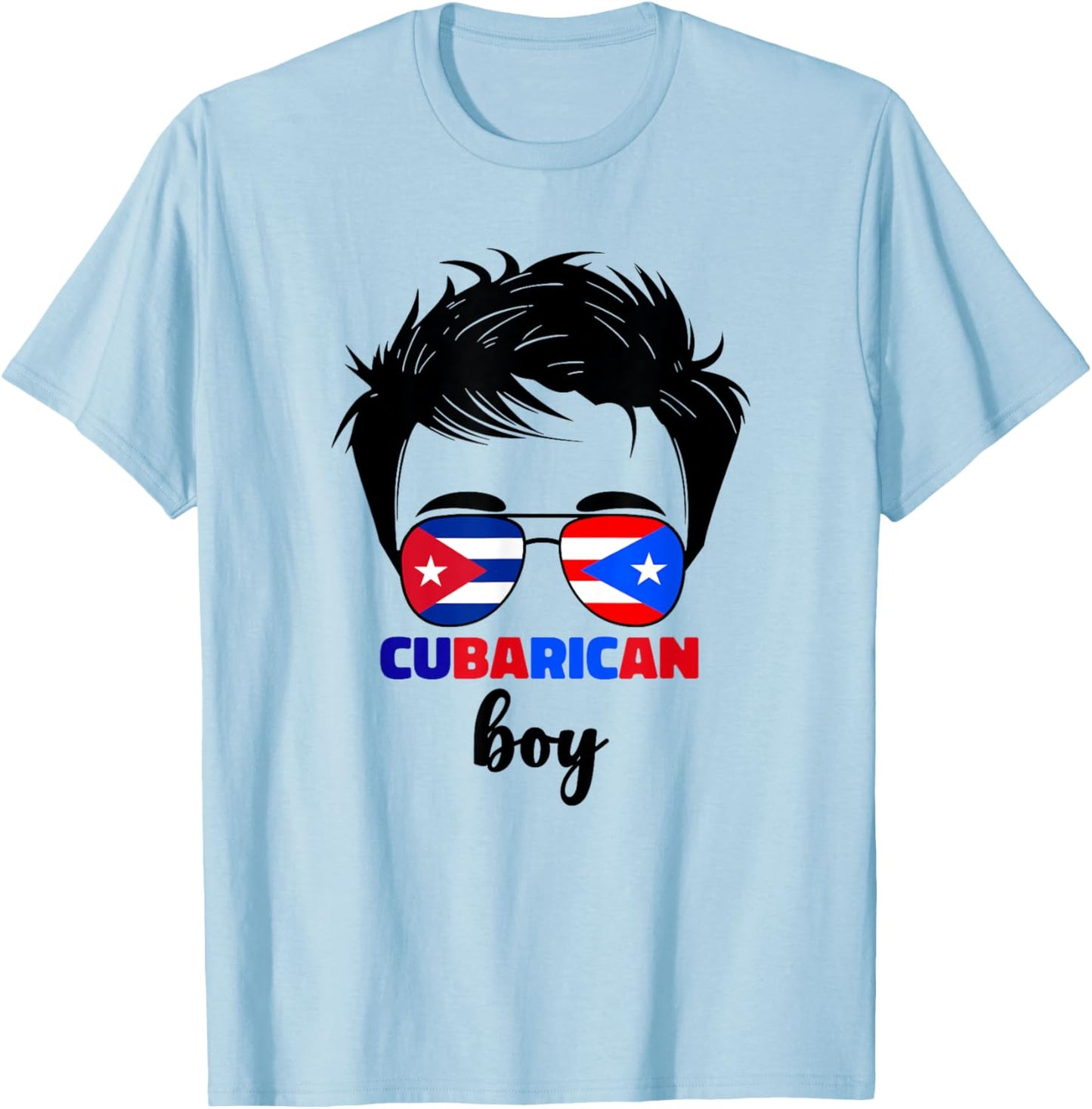 Half Cuban And Puerto Rican Rico Cuba Cubarican Kids Boys T-Shirt - T-Shirt | Light Blue