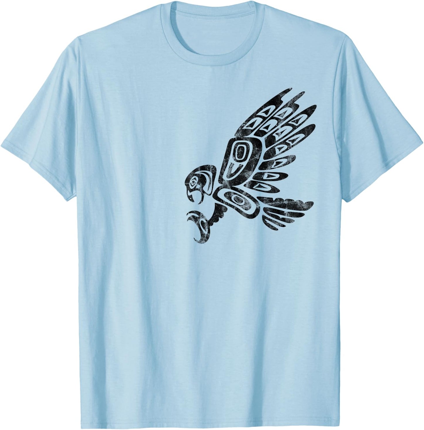 Falcon Abstract Haida Art Pacific Northwest Coast Bird T-Shirt - T-Shirt | Light Blue