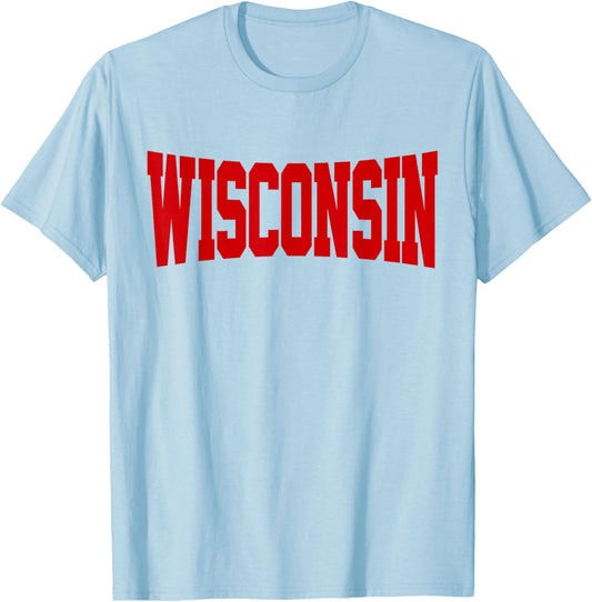 Vintage Wisconsin Wisconsin Red Retro T-Shirt - T-Shirt | Light Blue