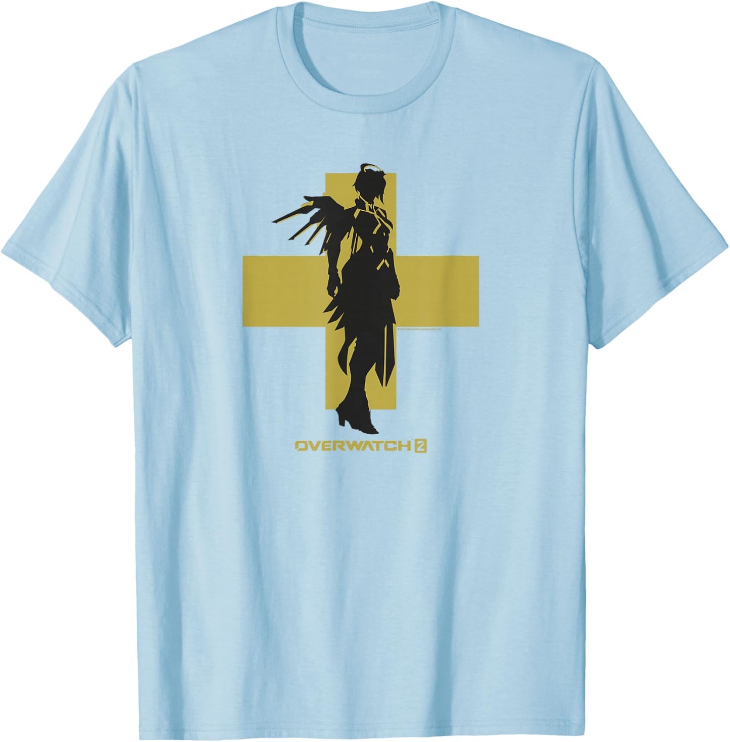 Overwatch 2 Mercy Angel Silhouette T-Shirt - T-Shirt | Light Blue