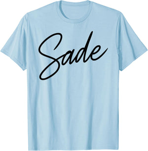 Sade Name Women Cute Girl Elegant Female Love Handwriting T-Shirt - T-Shirt | Light Blue