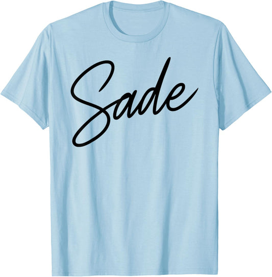 Sade Name Women Cute Girl Elegant Female Love Handwriting T-Shirt - T-Shirt | Light Blue