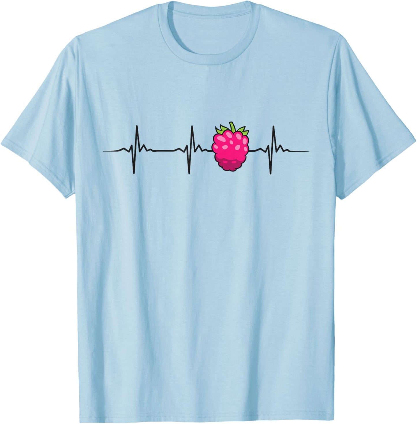 Raspberry Heartbeat Kawaii Raspberry Fruit T-Shirt - T-Shirt | Light Blue
