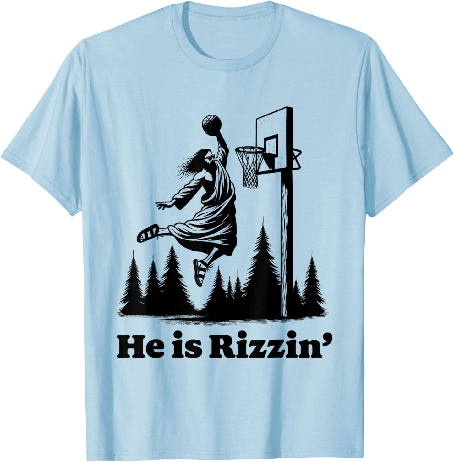He Is Risen Meme Jesus Playing Basketball Funny Easter T-Shirt - T-Shirt | Light Blue