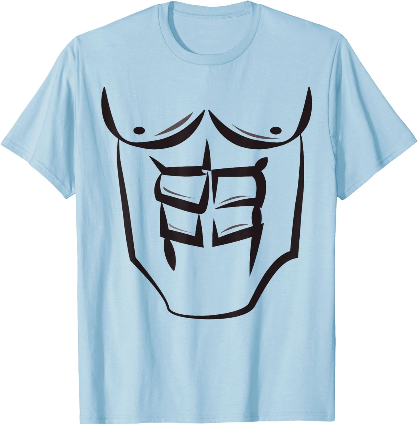 Chest Six Pack Abs Halloween Costume - Bodybuilder Outline T-Shirt - T-Shirt | Light Blue