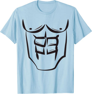 Chest Six Pack Abs Halloween Costume - Bodybuilder Outline T-Shirt - T-Shirt | Light Blue