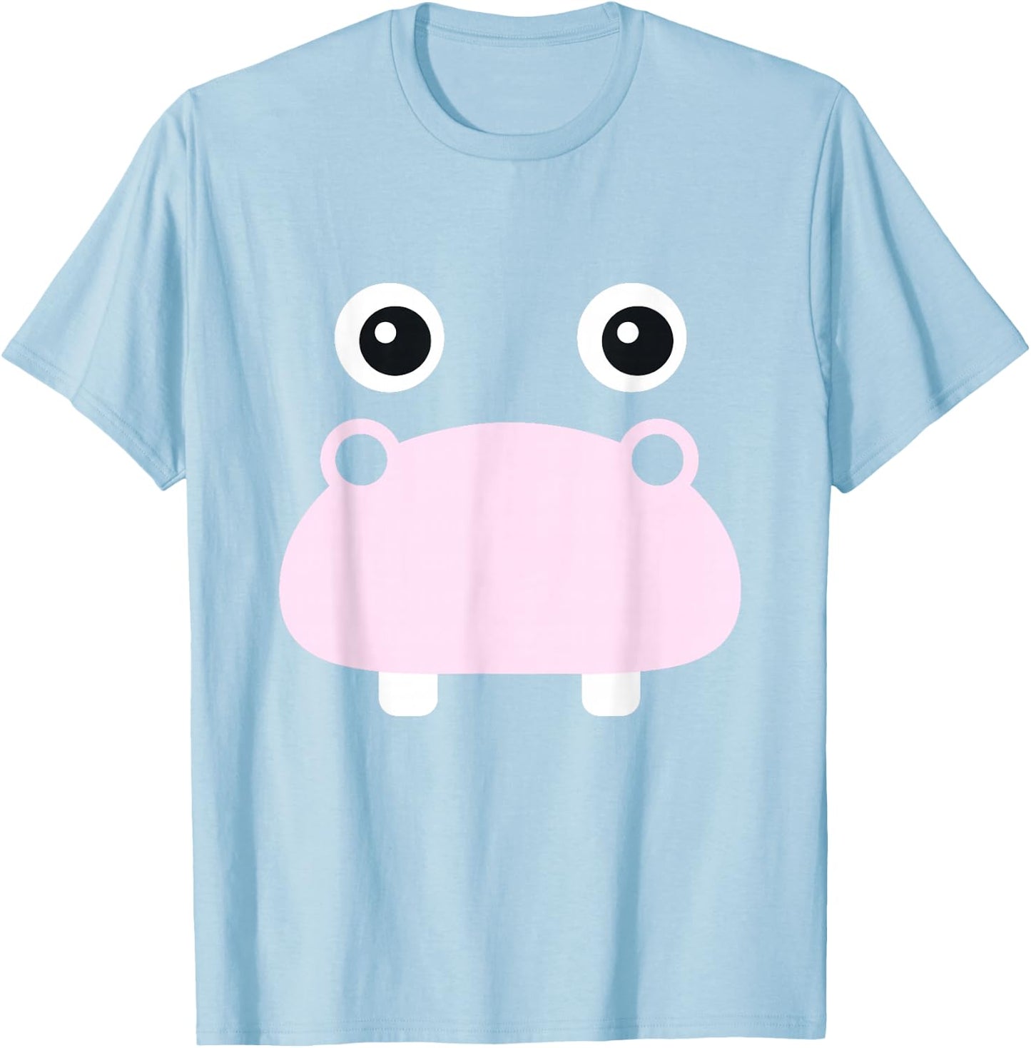 Kawaii Hippo Face Easy Animal Costume for Girls Adults T-Shirt - T-Shirt | Light Blue
