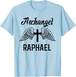 Saint Raphael the Archangel Traditional Catholic Prayer T-Shirt - T-Shirt | Light Blue