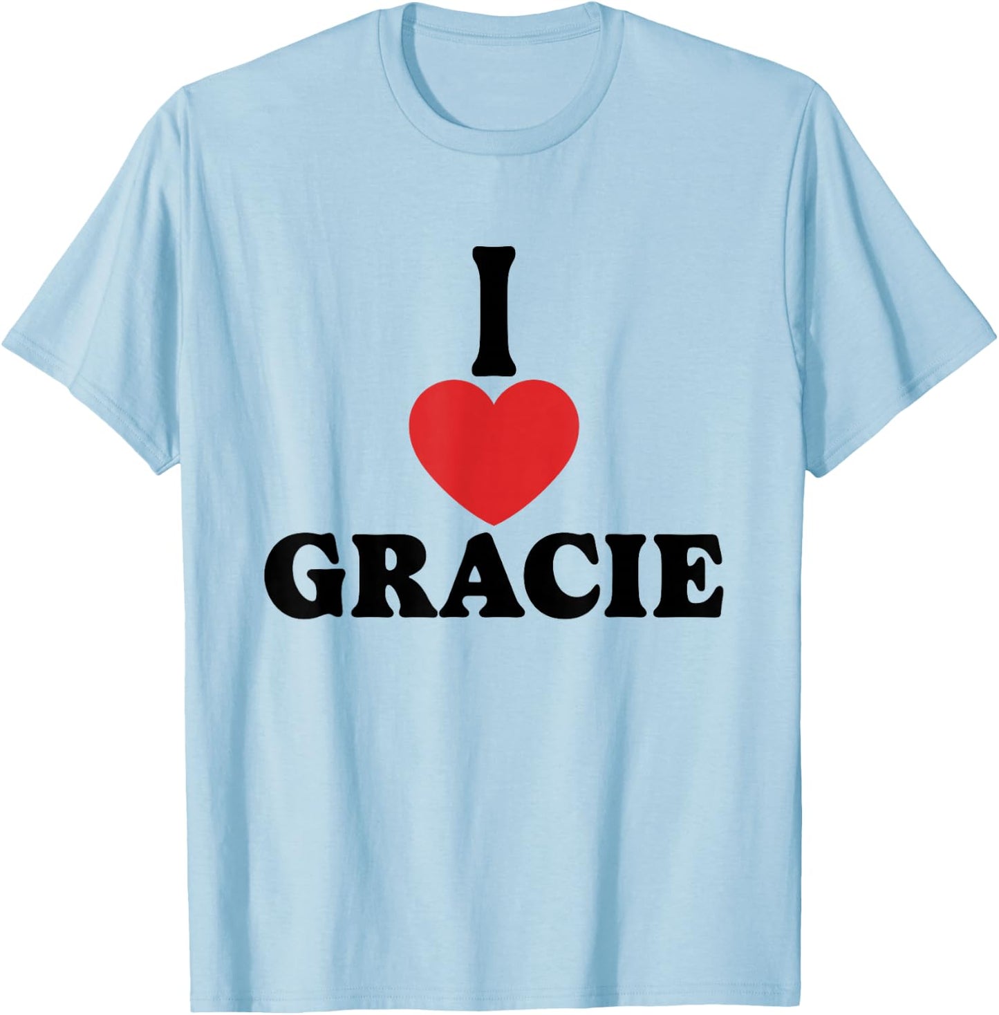 Personalized Name Gracie I Love Gracie Heart Groovy T-Shirt - T-Shirt | Light Blue