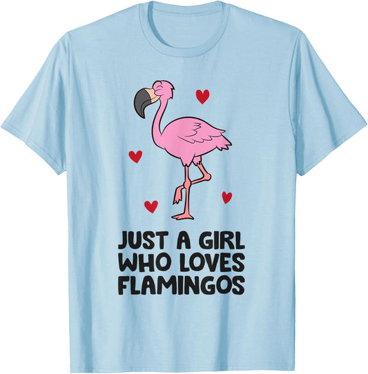 Just a Girl Who Loves Flamingos T-Shirt - T-Shirt | Light Blue