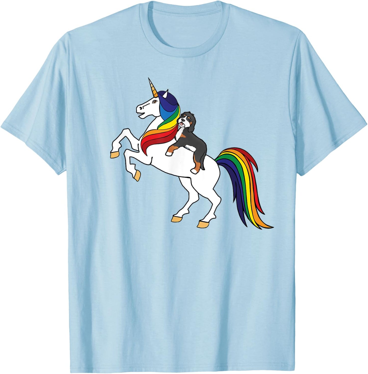 Cute Kids Girls Unicorn Bernedoodle Dog Lover T-Shirt - T-Shirt | Light Blue