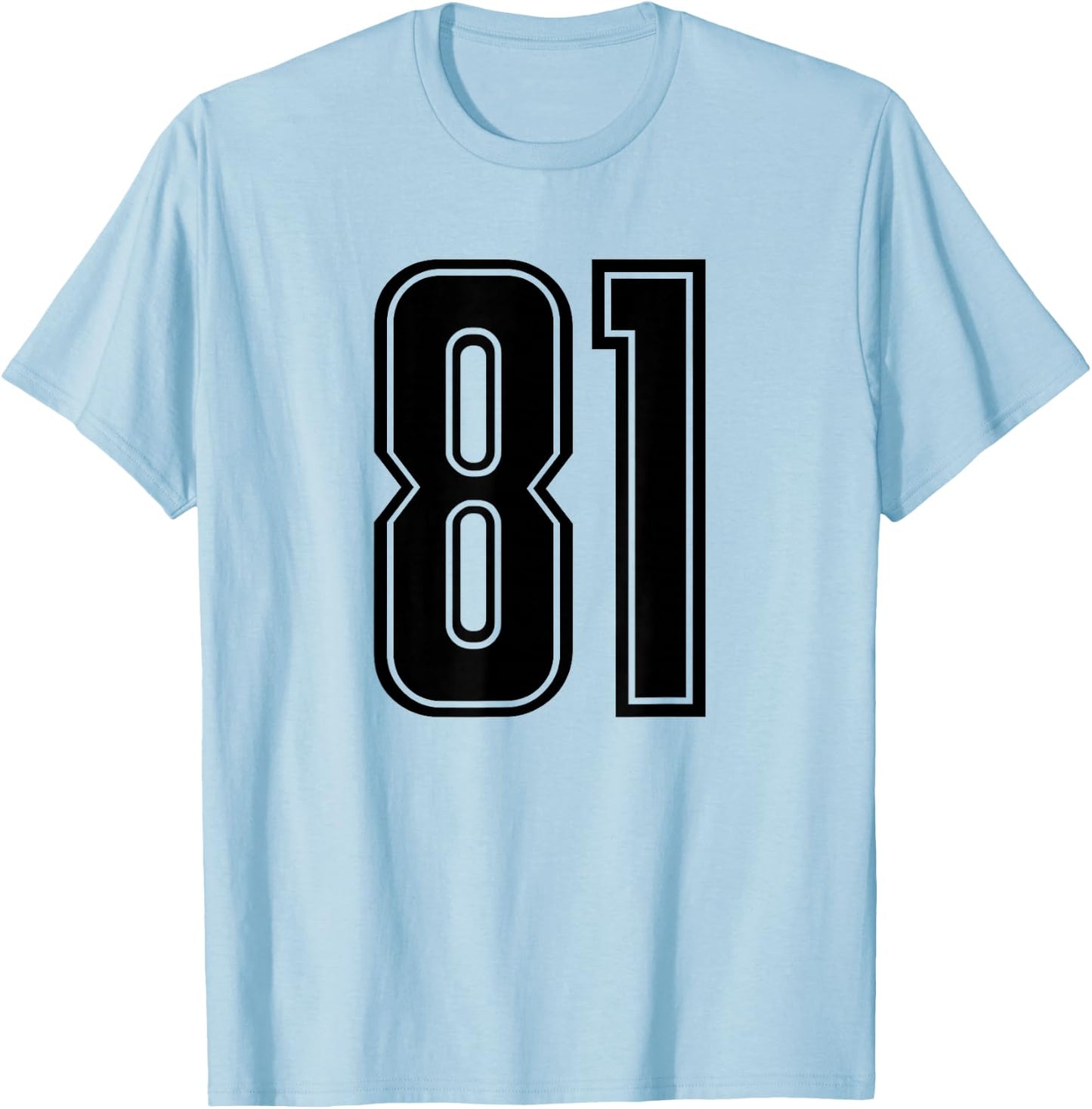 Number 81 Black Sports Team Varsity Number 81 T-Shirt - T-Shirt | Light Blue