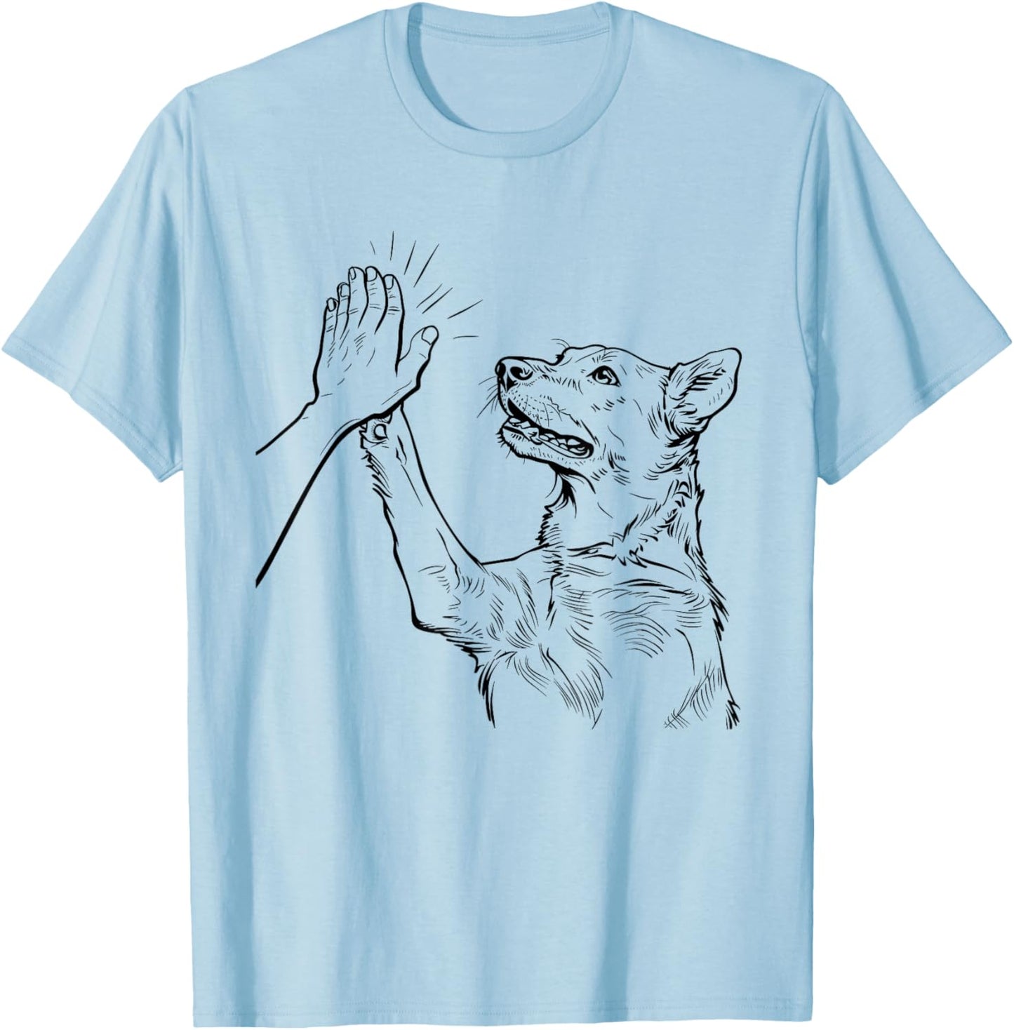 Funny Dog Dad Fathers Day Best Daddy Ever Hand T-Shirt - T-Shirt | Light Blue