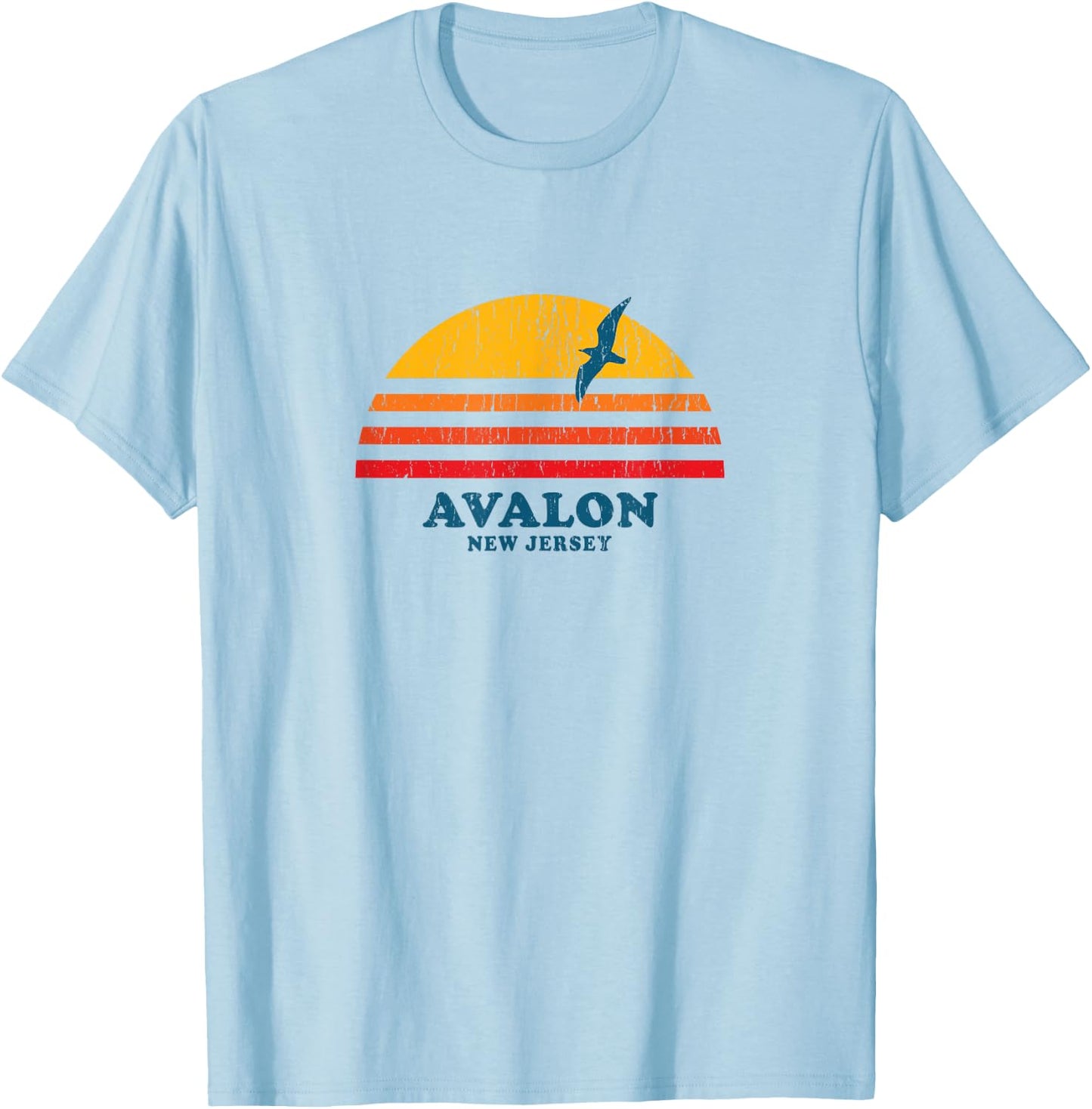 Avalon New Jersey NJ Vintage Casual Graphic 70s T-Shirt - T-Shirt | Light Blue