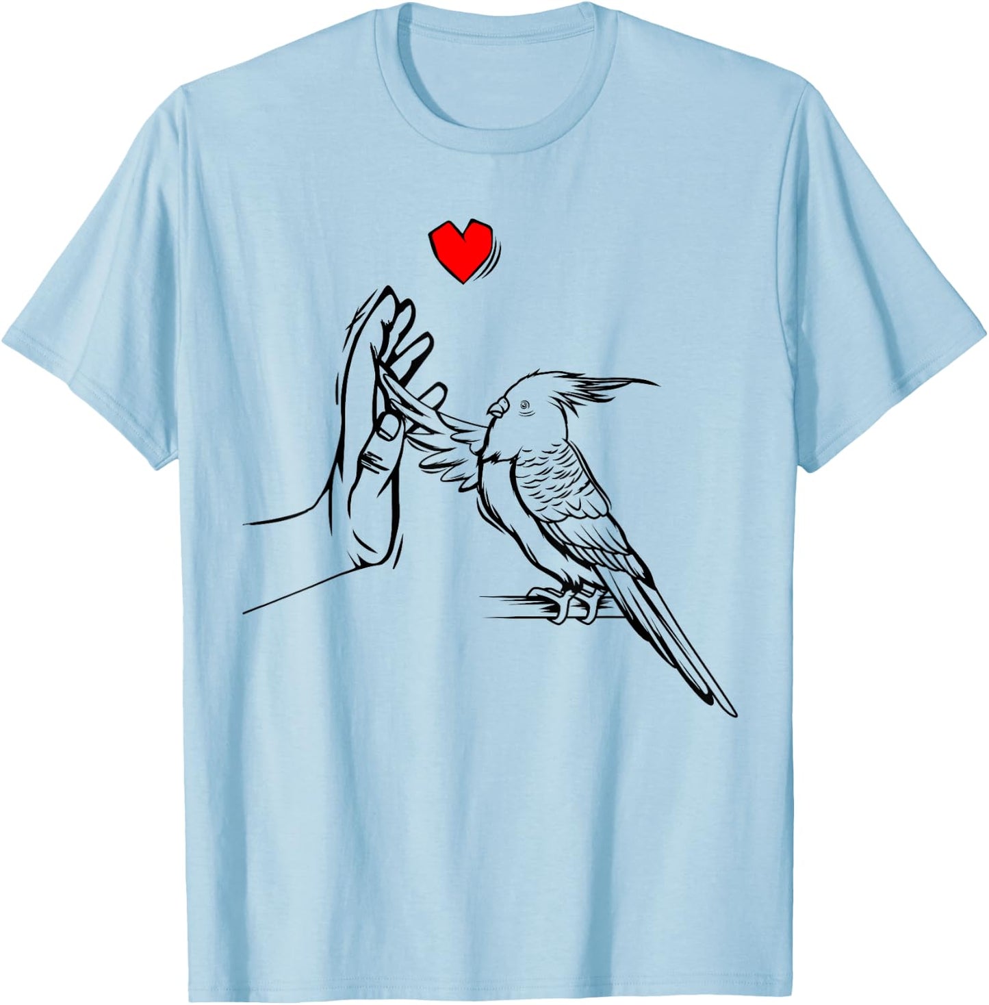 Cockatiel Love Heart Bird Parrot T-Shirt - T-Shirt | Light Blue