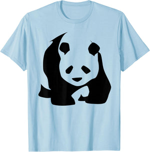 Panda Bear Lovers Minimalist Black and White China Wildlife T-Shirt - T-Shirt | Light Blue