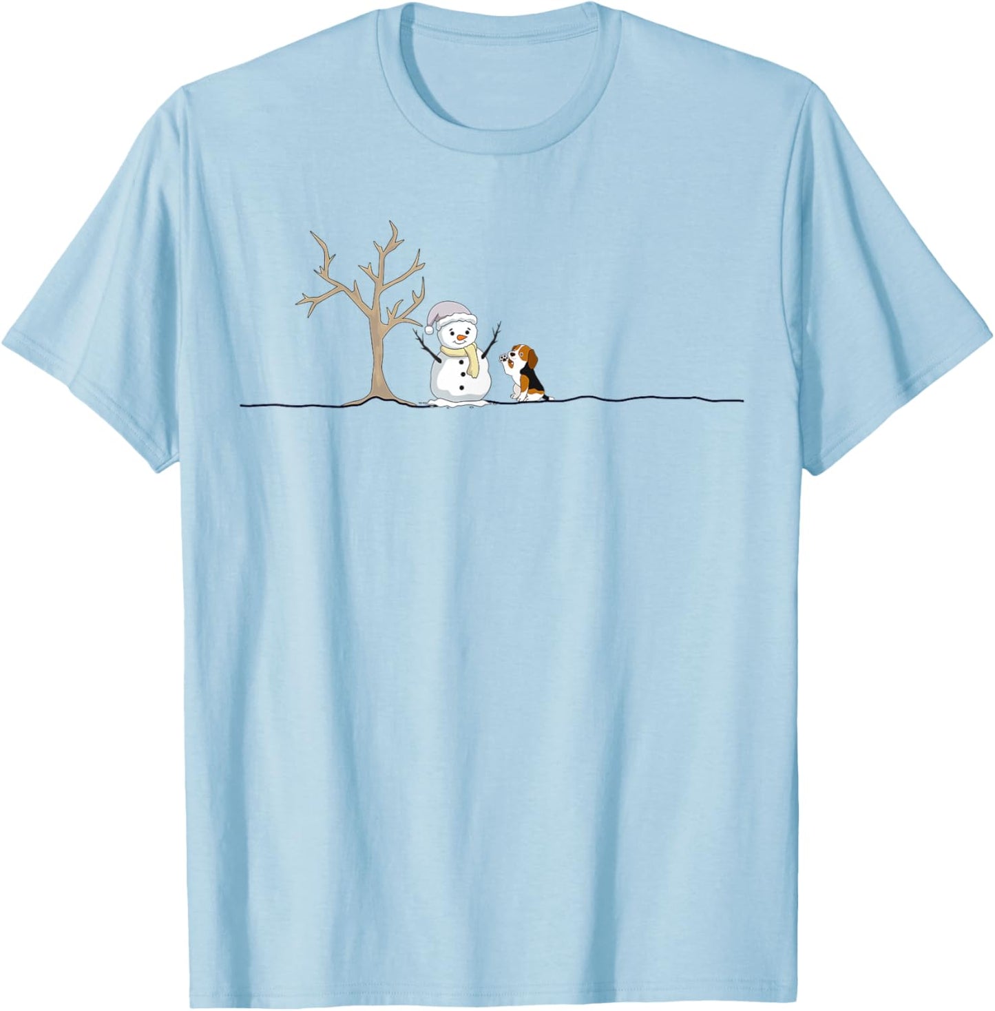 Funny Beagle Dog Christmas Snowman Xmas Lights Pajama T-Shirt - T-Shirt | Light Blue