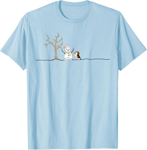 Funny Beagle Dog Christmas Snowman Xmas Lights Pajama T-Shirt - T-Shirt | Light Blue