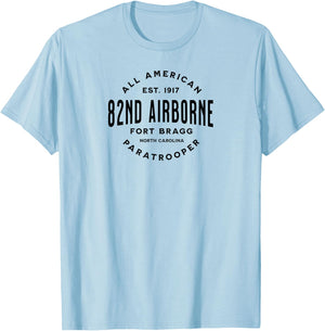 82nd Airborne Paratrooper Fort Bragg All American Veteran T-Shirt - T-Shirt | Light Blue