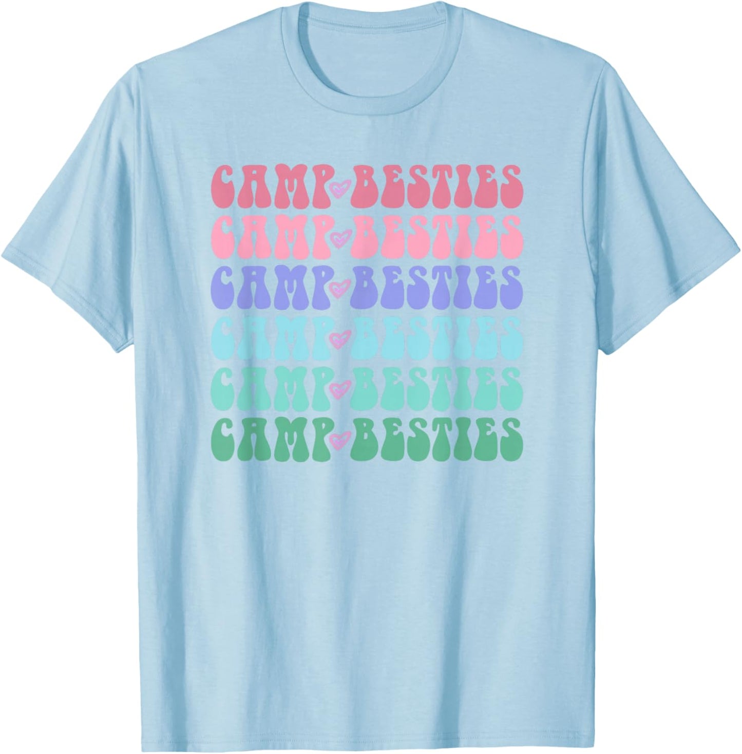 Groovy CAMP BESTIES Girls Campfire Crew Ladies Team Cousin T-Shirt - T-Shirt | Light Blue