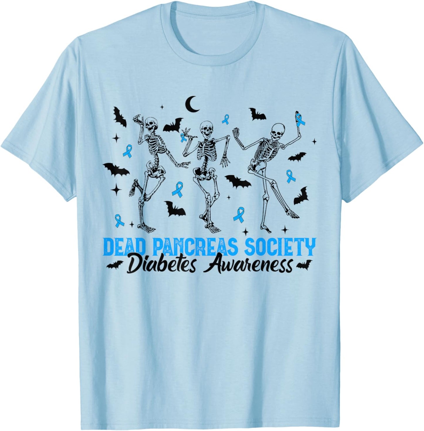 Dead Pancreas Society Diabetes Awareness Dancing Skeleton T-Shirt - T-Shirt | Light Blue