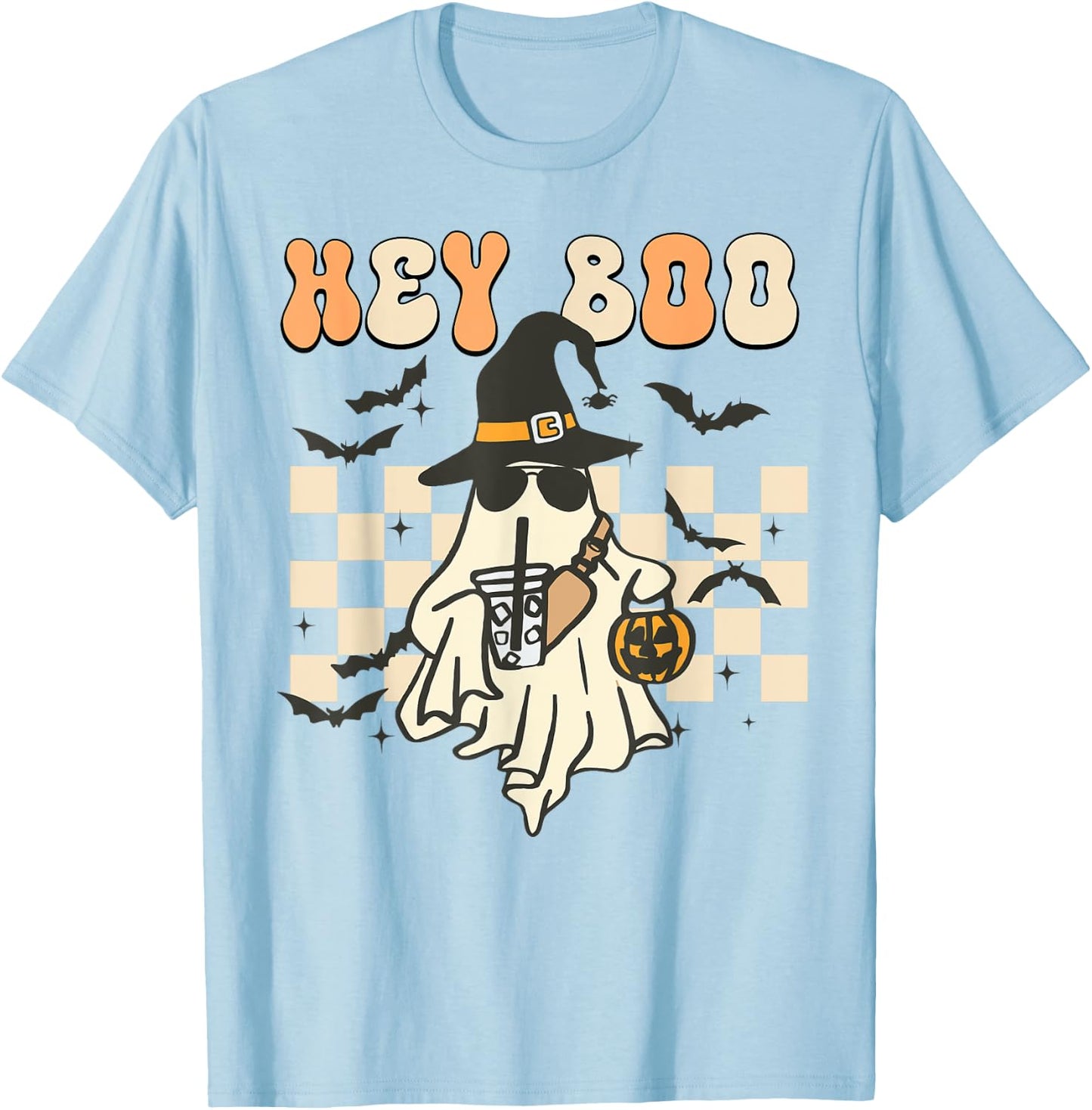 Funny Hey-Boo Shirt Toddler Boy Men Halloween Ghost Coffee T-Shirt - T-Shirt | Light Blue