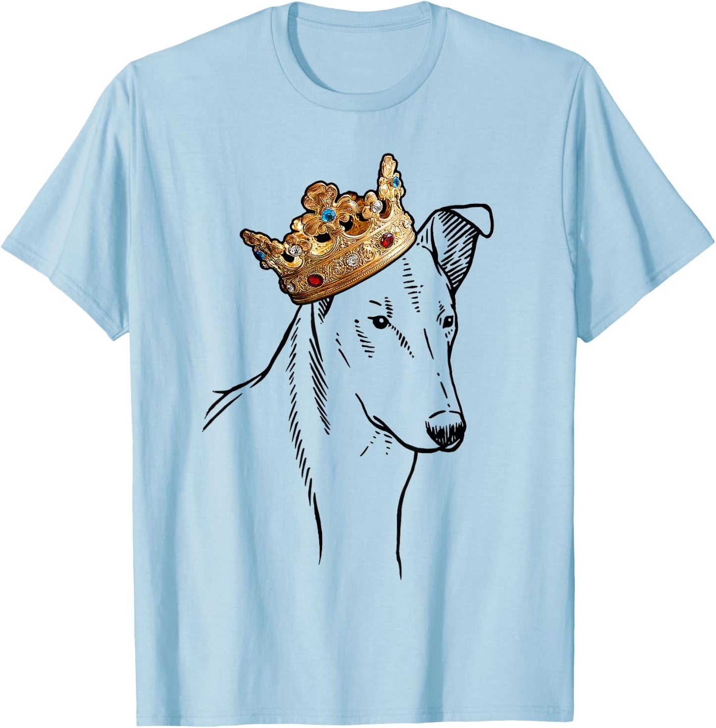 Smooth Collie Dog Wearing Crown Men Women Girls Kids T-Shirt - T-Shirt | Light Blue
