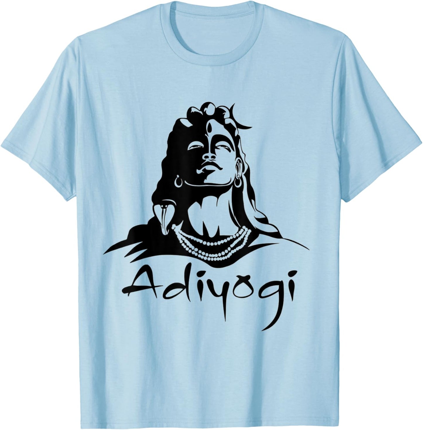 Shiva Adiyogi Meditation Design T-Shirt - T-Shirt | Light Blue
