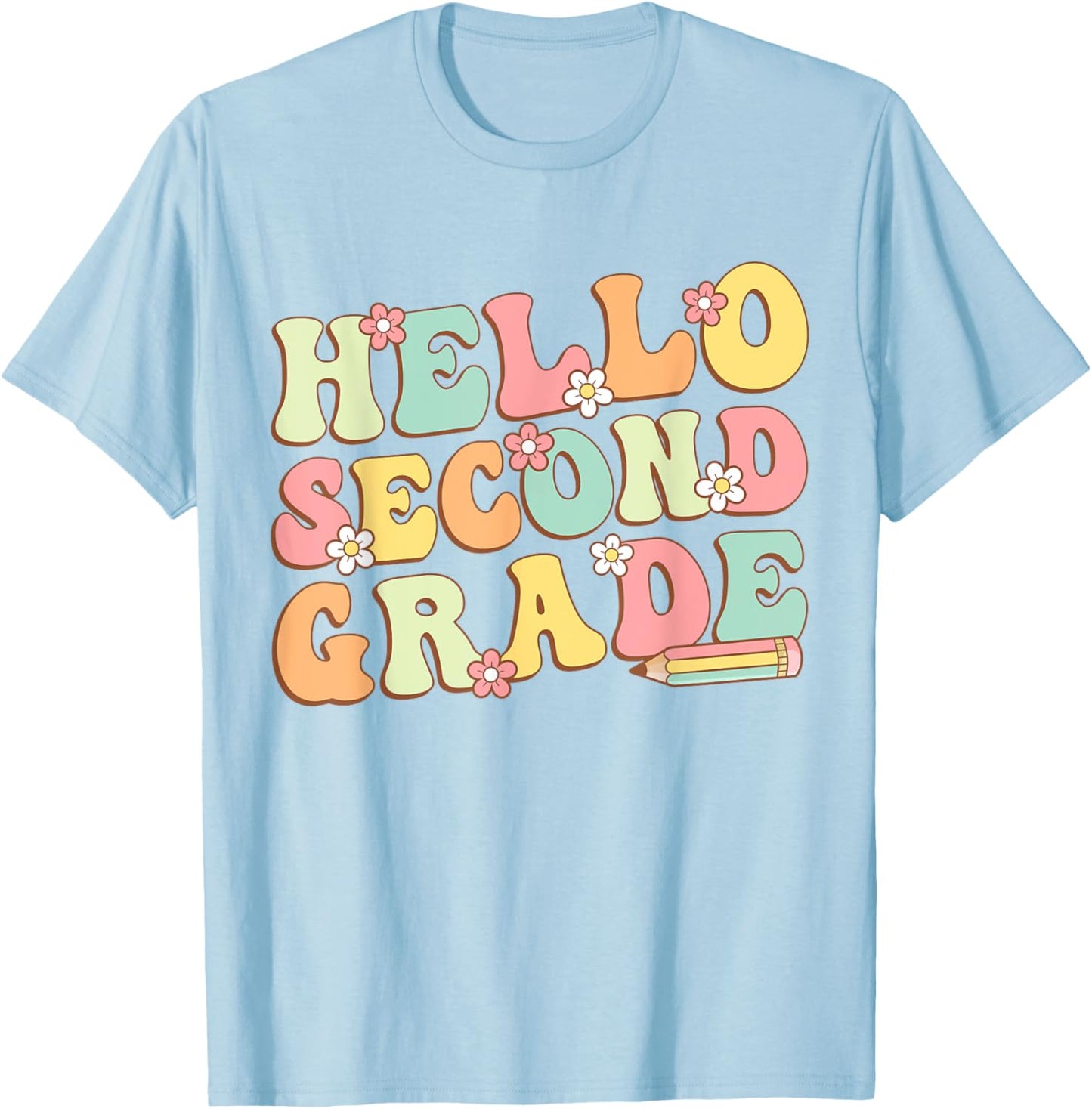 Hello Second Grade Team 2nd Grade Teacher Girl Back School T-Shirt - T-Shirt | Light Blue