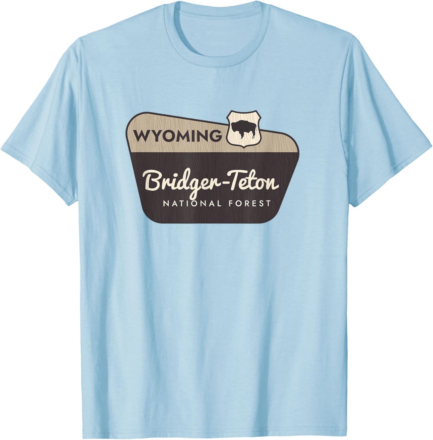 Bridger-Teton National Forest Wyoming Welcome Sign Vacation T-Shirt - T-Shirt | Light Blue