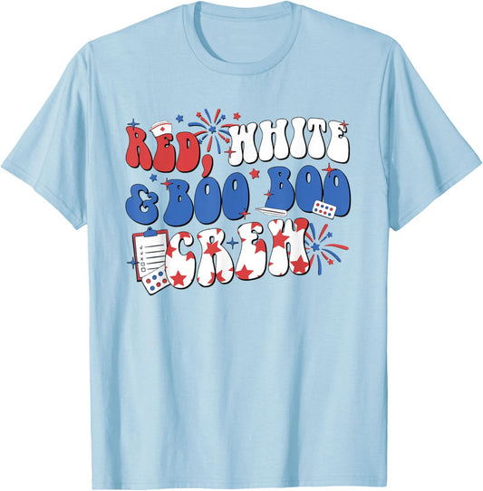 Retro Red White Boo Boo Crew 4th Of July Nurse Otho Tech Men T-Shirt - T-Shirt | Light Blue