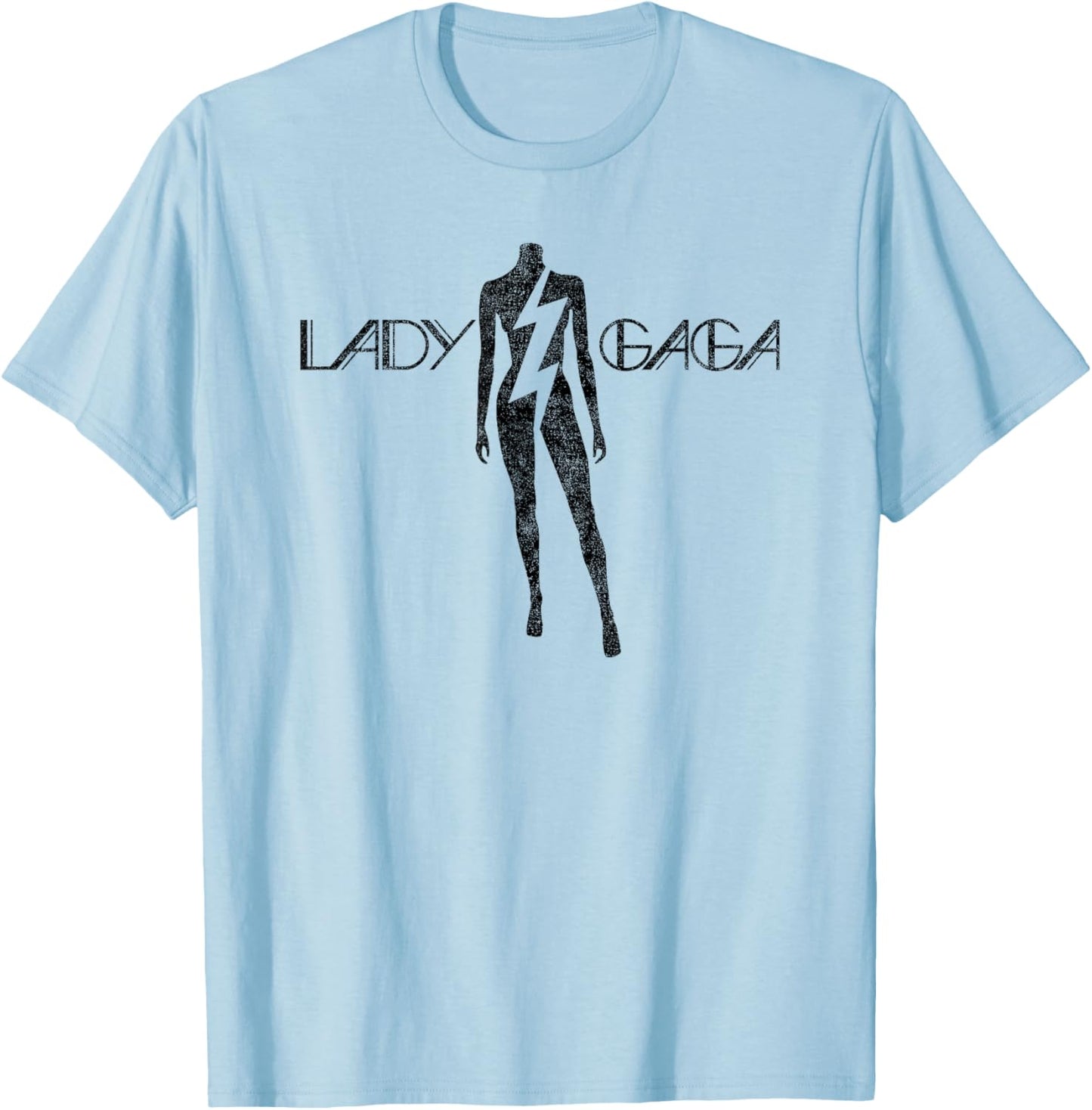 Official Lady Gaga Lightning Black Logo T-Shirt - T-Shirt | Light Blue